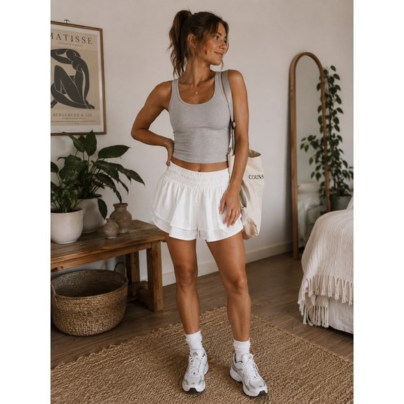 JoyLab Pants - JoyLab White Double-Layer Athletic Shorts